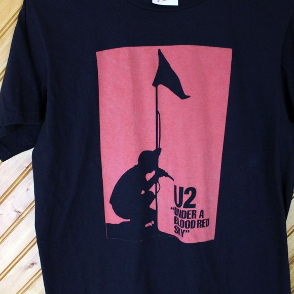 Philcos U2 Under A Blood Red Sky Band Tee Black Red Unisex T-Shirt Medium CA56 - Picture 5 of 7